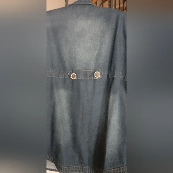 Blue Double-Breasted Jean Jacket with Wide Lapel - Picture 2 of 2